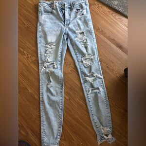 American Eagle Outfitters Ripped Light Blue Skinny Jeans